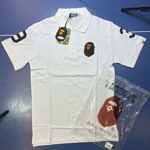 Bape White Polo Shirt with Black Accents